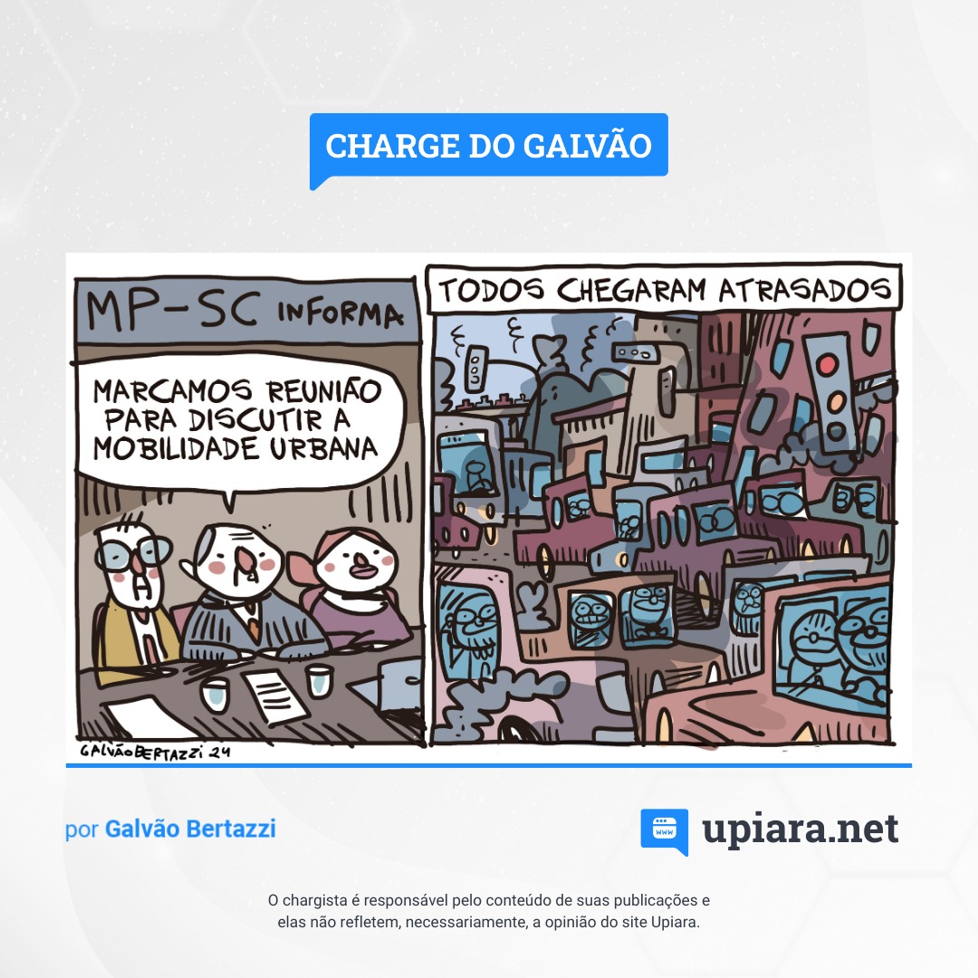 Charge de Galvão Bertazzi sobre trânsito em Florianópolis.