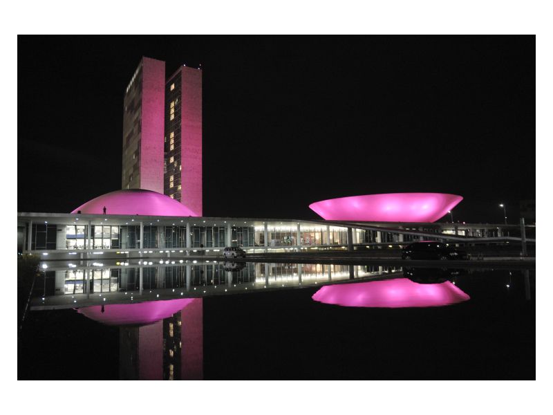 Congresso Nacional durante uma campanha Outubro Rosa em 2014