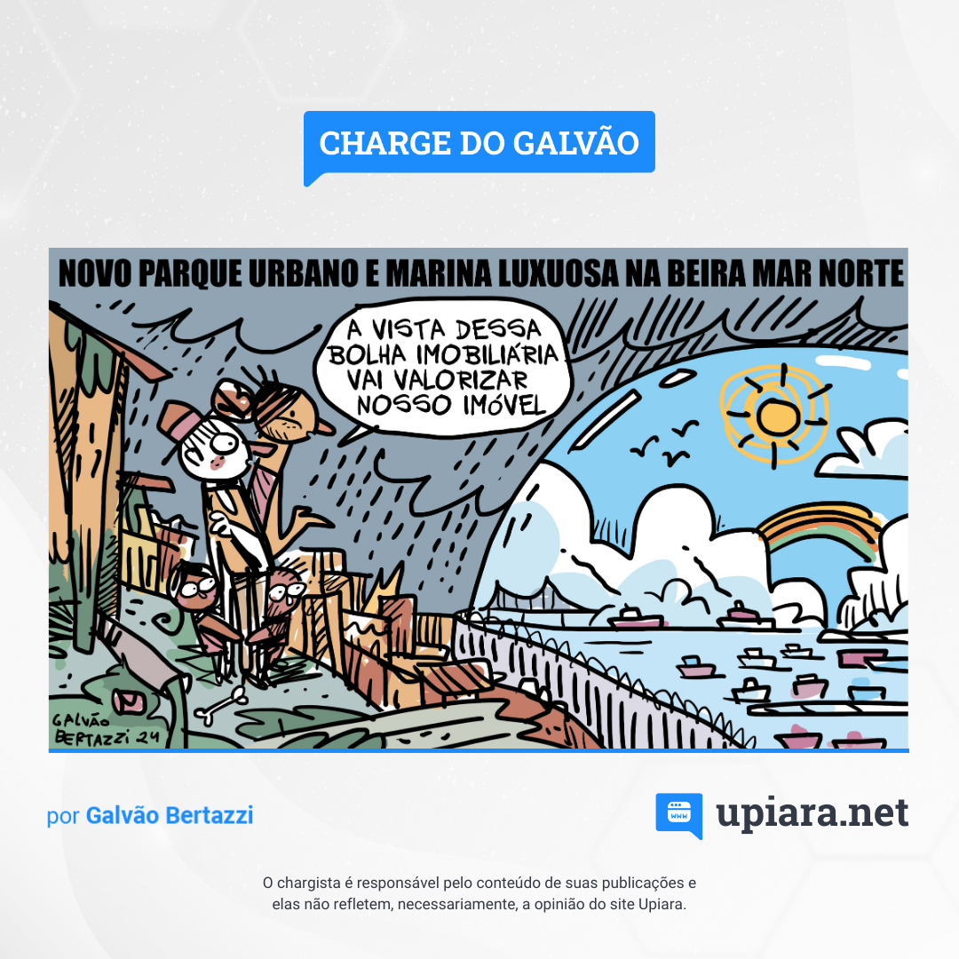 Charge de Galvão Bertazzi sobre a implantação da Marina Pública em Florianópolis