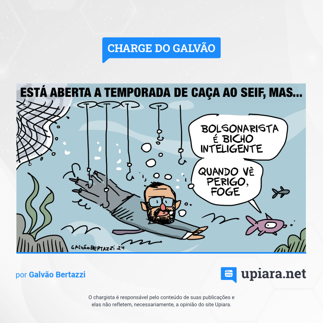 O olhar do chargista Galvão Bertazzi sobre a suspensão do julgamento do senador Jorge Seif (PL) no TSE por abuso de poder econômico