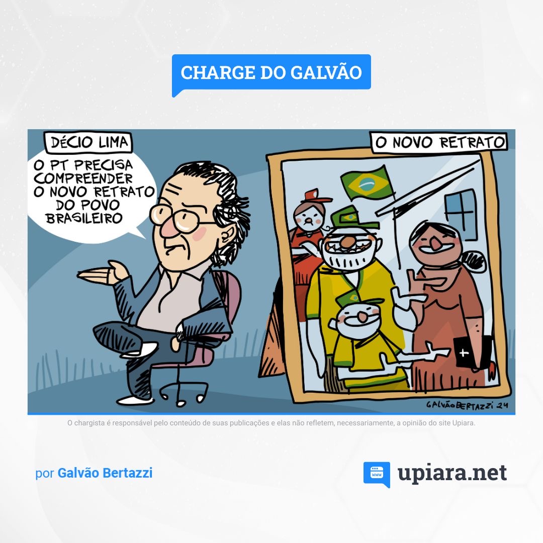 Charge do Galvão Bertazzi enfatiza declaração do presidente estadual do PT, Décio Lima, no programa Cabeça de Politico