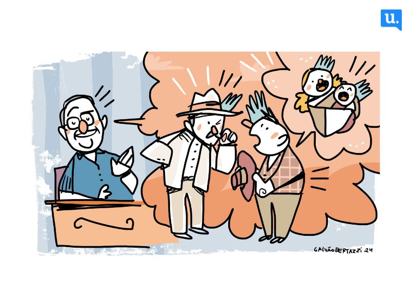 Frutuoso Oliveira conta um causo serrano que ouviu de Raimundo Colombo, com ilustração inédita de Galvão Bertazzi