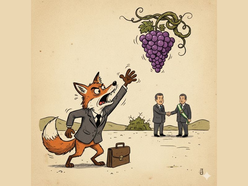 Frutuoso Oliveira adapta a fábula da raposa e das uvas à relação de João Rodrigues com o MDB