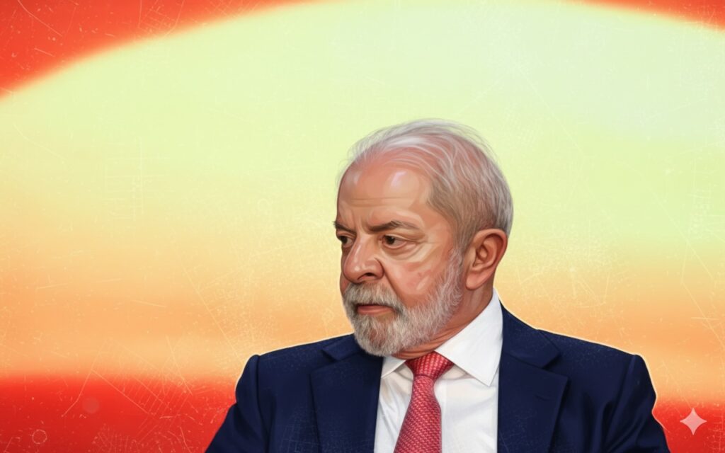 Imagem em versão IA do presidente Lula, que partiu para a Índia em viagem sobre Inteligência Artificial.