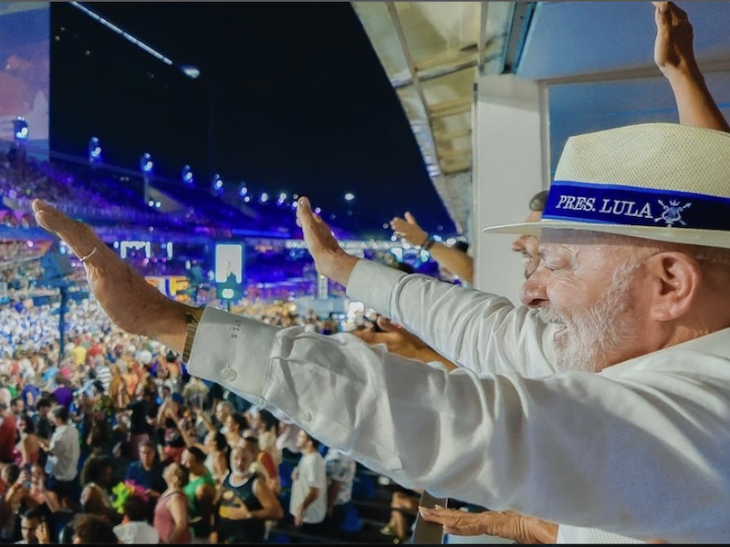 Lula na Sapucaí. Foto: Ricardo Stuckert, Divulgação.