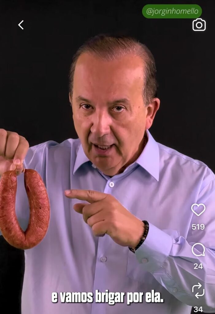 Jorginho defende a linguiça blumenau